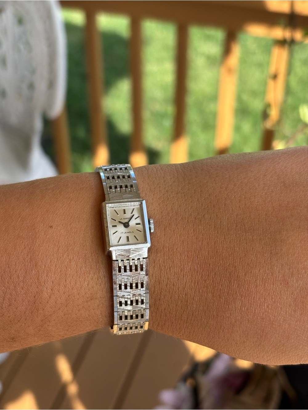 Silver tone vintage mechanical Ladies Rectangular Bracelet Watch